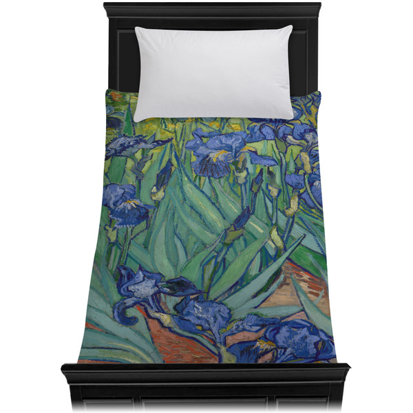 Irises (Van Gogh) Duvet Cover - Twin XL - On Bed - No Prop
