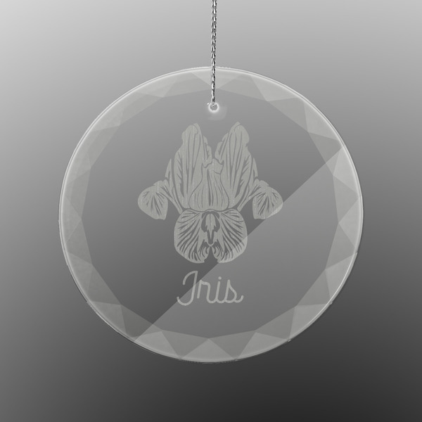 Irises (Van Gogh) Engraved Glass Ornament - Round (Front)