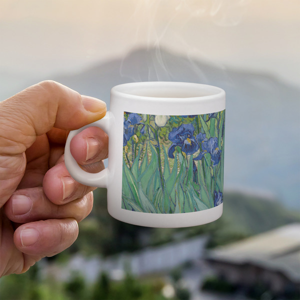 Irises (Van Gogh) Espresso Cup - 3oz LIFESTYLE (new hand)
