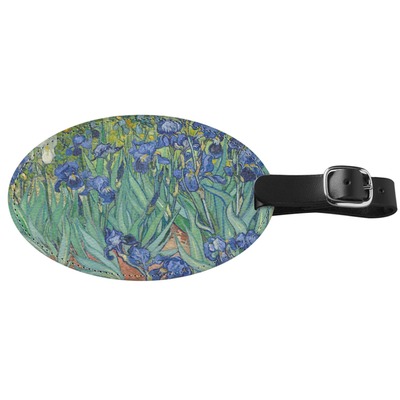 Irises (Van Gogh) Genuine Leather Oval Luggage Tag