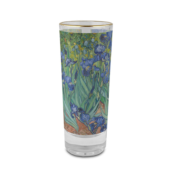 Custom Irises (Van Gogh) 2 oz Shot Glass -  Glass with Gold Rim - Single