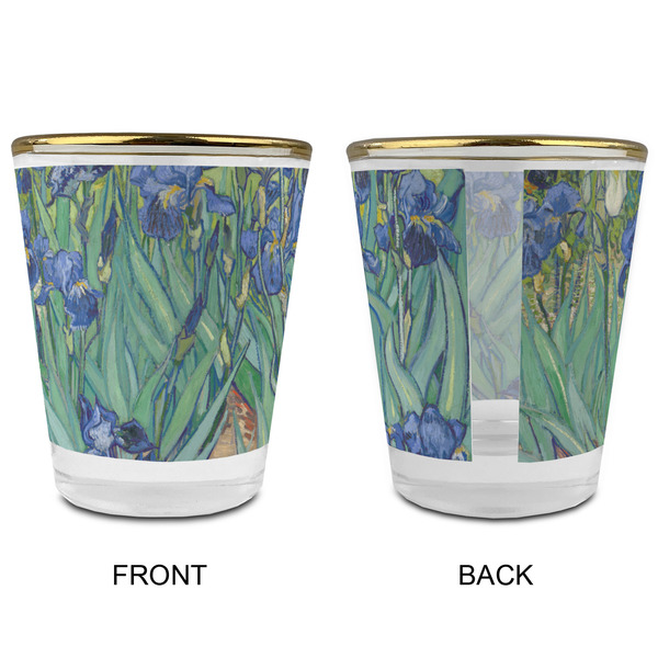 Irises (Van Gogh) Glass Shot Glass - with gold rim - APPROVAL