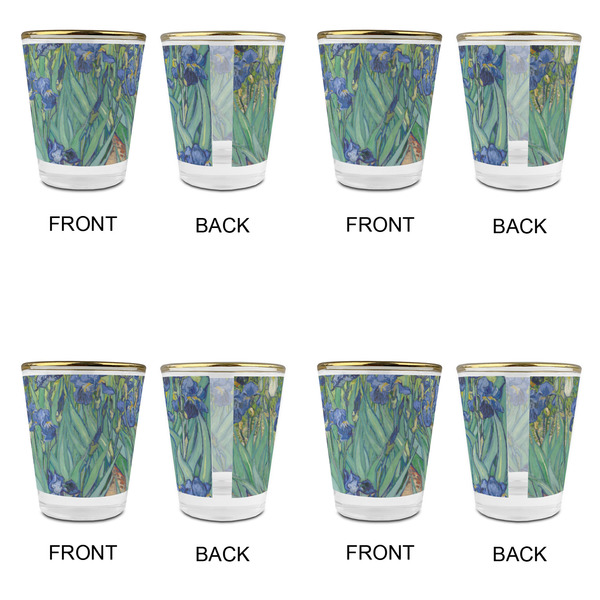 Irises (Van Gogh) Glass Shot Glass - with gold rim - Set of 4 - APPROVAL