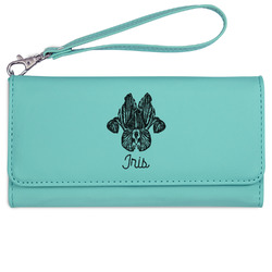 Irises (Van Gogh) Ladies Leatherette Wallet - Laser Engraved- Teal