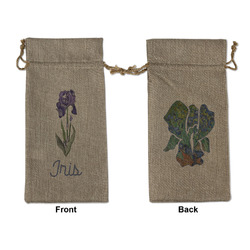 Irises (Van Gogh) Large Burlap Gift Bag - Front & Back