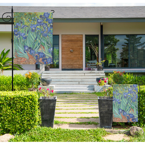 Custom Irises (Van Gogh) Large Garden Flag - Single Sided