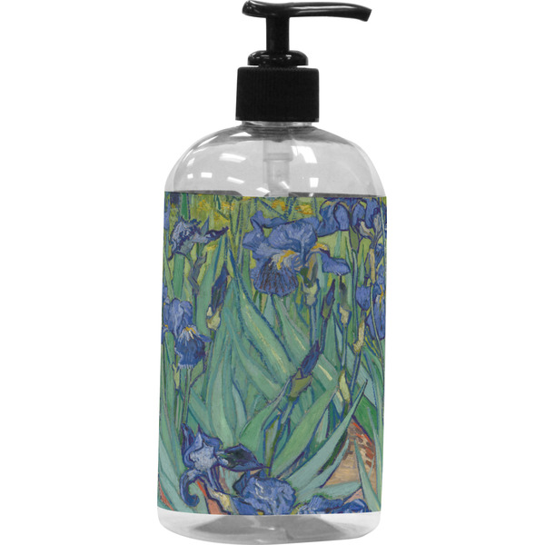 Custom Irises (Van Gogh) Plastic Soap / Lotion Dispenser (16 oz - Large - Black)