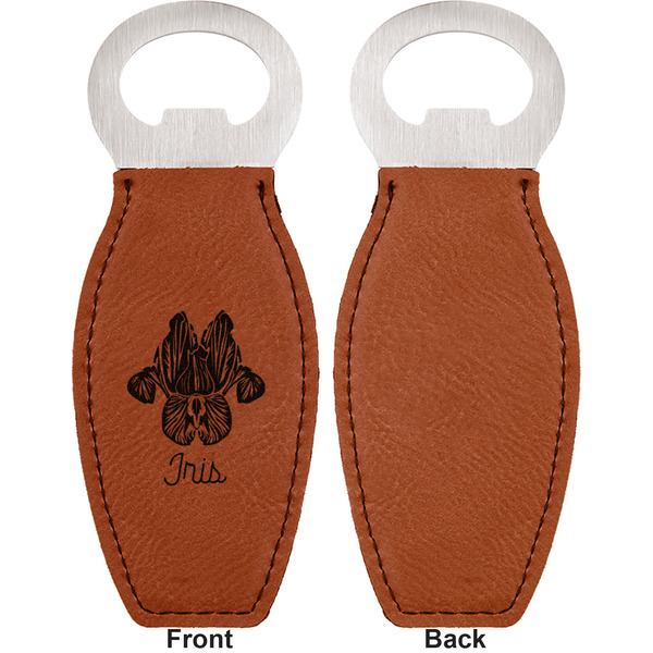 Irises (Van Gogh) Leather Bar Bottle Opener - Front and Back (single sided)