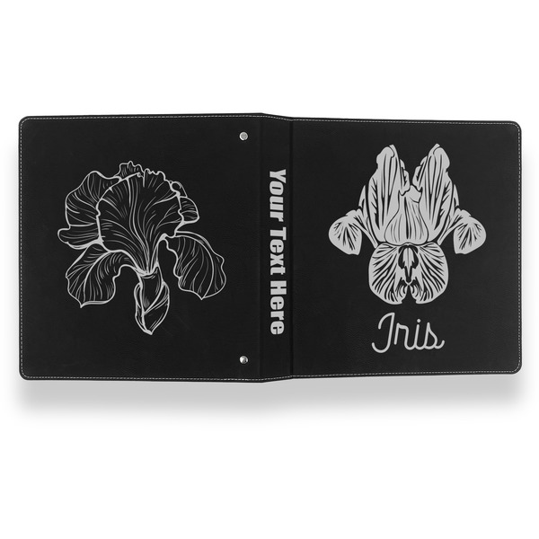 Irises (Van Gogh) Leather Binder - 1" - Black- Back Spine Front View