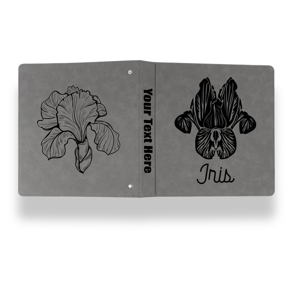 Irises (Van Gogh) Leather Binder - 1" - Grey - Back Spine Front View