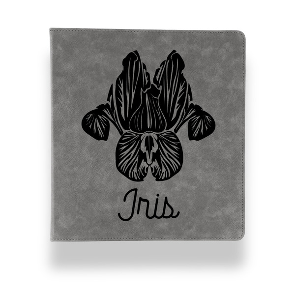 Custom Irises (Van Gogh) Leather Binder - 1" - Grey