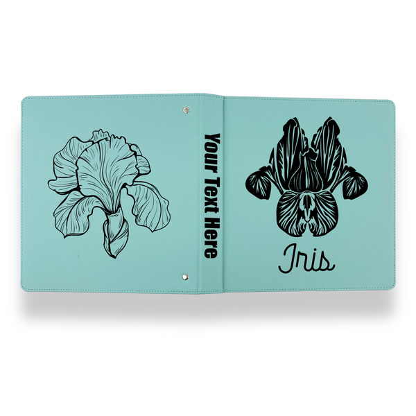 Irises (Van Gogh) Leather Binder - 1" - Teal - Back Spine Front View