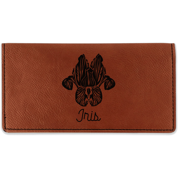 Custom Irises (Van Gogh) Leatherette Checkbook Holder - Double Sided