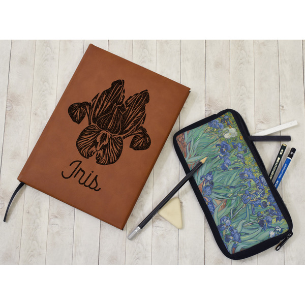 Irises (Van Gogh) Leather Sketchbook - Large - Single Sided - In Context