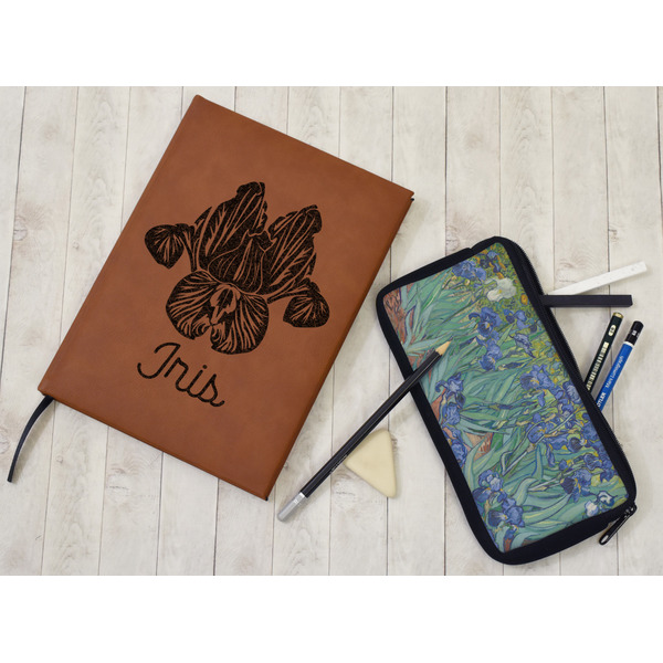 Irises (Van Gogh) Leather Sketchbook - Small - Double Sided - In Context