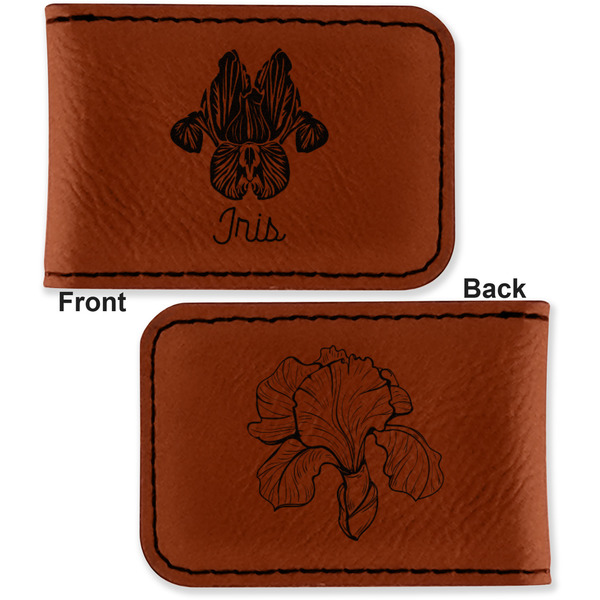Irises (Van Gogh) Leatherette Magnetic Money Clip - Front and Back