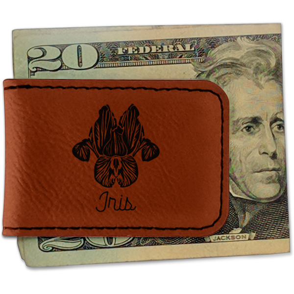 Custom Irises (Van Gogh) Leatherette Magnetic Money Clip