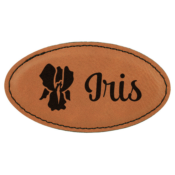 Custom Irises (Van Gogh) Leatherette Oval Name Badge with Magnet