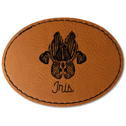 Irises (Van Gogh) Faux Leather Iron On Patch - Oval
