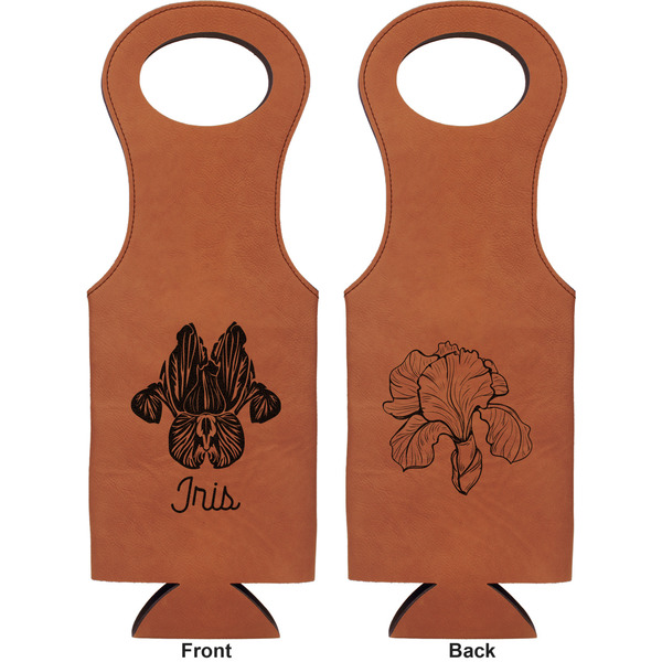 Irises (Van Gogh) Leatherette Wine Tote Double Sided - Front and Back