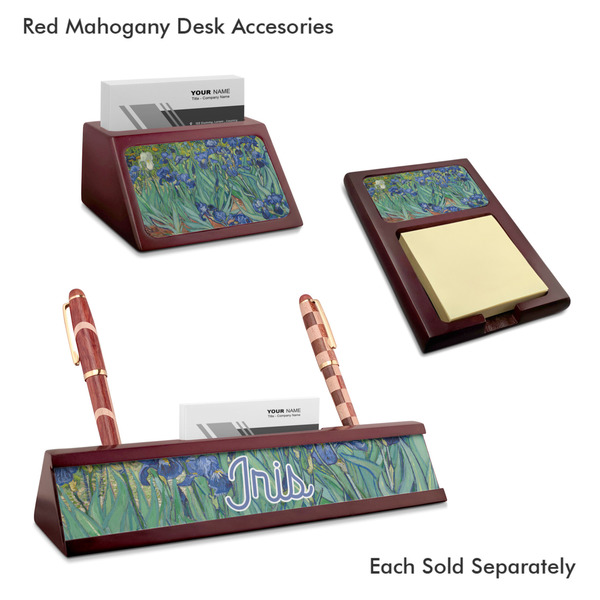 Irises (Van Gogh) Mahogany Desk Accessories