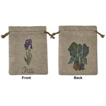 Irises (Van Gogh) Medium Burlap Gift Bag - Front & Back