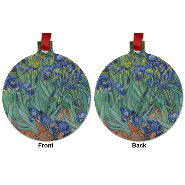 Irises (Van Gogh) Metal Ball Ornament - Front and Back