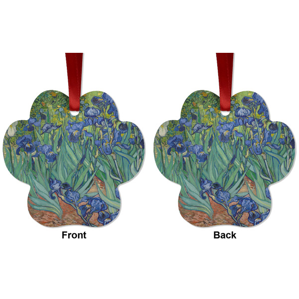 Irises (Van Gogh) Metal Paw Ornament - Front and Back