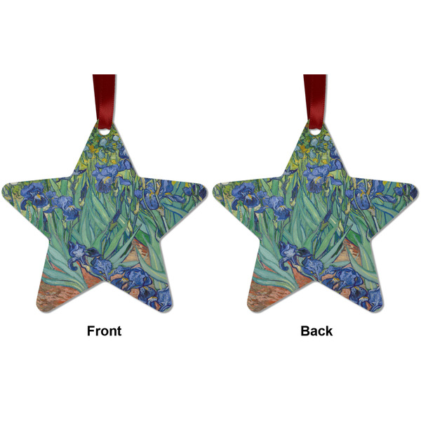 Irises (Van Gogh) Metal Star Ornament - Front and Back