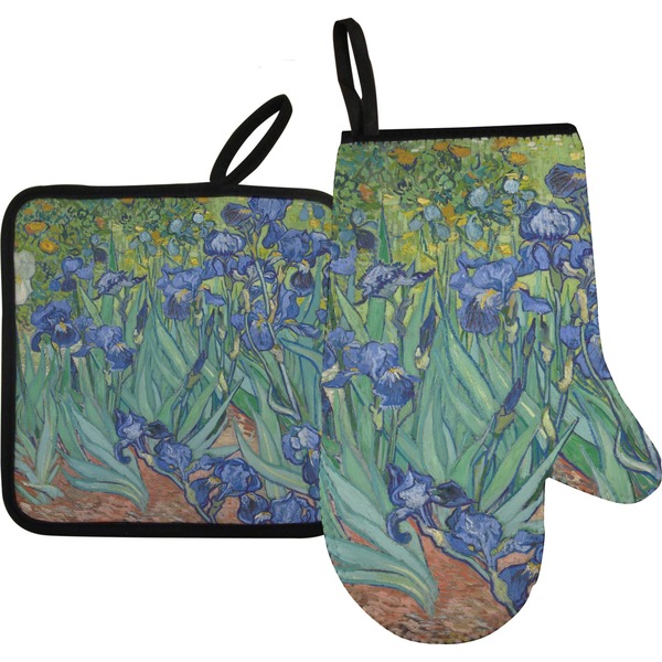 Custom Irises (Van Gogh) Right Oven Mitt & Pot Holder Set