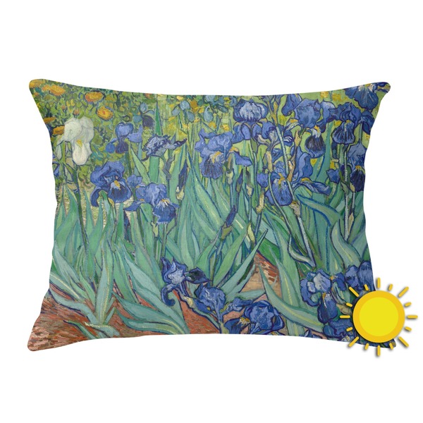 Custom Irises (Van Gogh) Outdoor Throw Pillow (Rectangular)