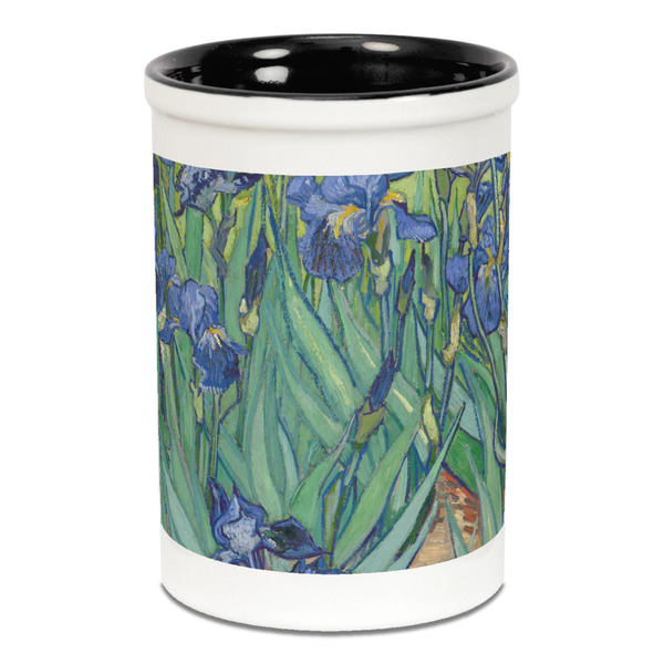 Custom Irises (Van Gogh) Ceramic Pencil Holders - Black