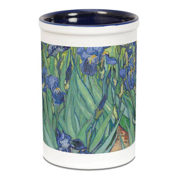 Custom Irises (Van Gogh) Ceramic Pencil Holders - Blue