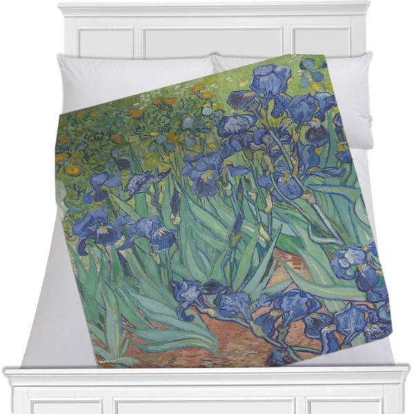 Custom Irises (Van Gogh) Minky Blanket - Twin / Full - 80"x60" - Double Sided