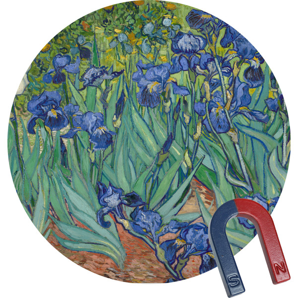 Custom Irises (Van Gogh) Round Fridge Magnet