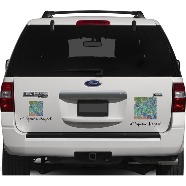 Irises (Van Gogh) Personalized Square Car Magnets on Ford Explorer
