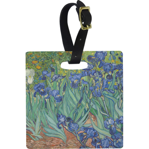 Custom Irises (Van Gogh) Plastic Luggage Tag - Square