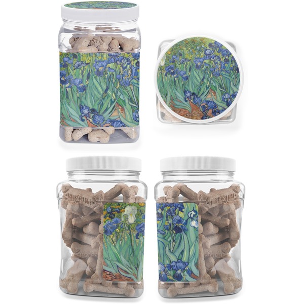 Irises (Van Gogh) Pet Treat Jar - Multiple Angles