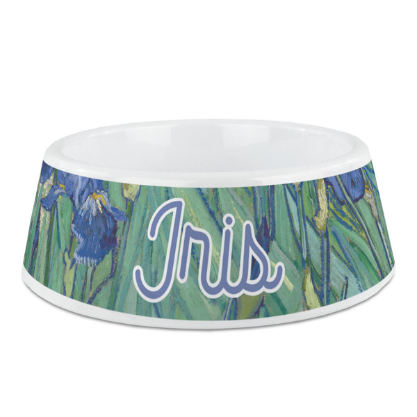 Custom Irises (Van Gogh) Plastic Dog Bowl - Medium