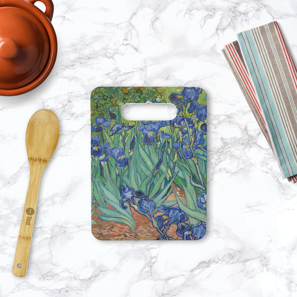 Irises (Van Gogh) Rectangle Trivet with Handle - LIFESTYLE