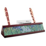 Irises (Van Gogh) Red Mahogany Nameplate with Business Card Holder