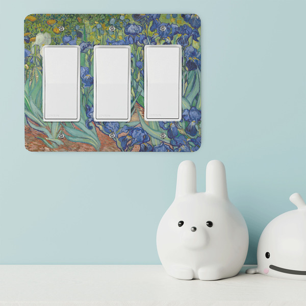 Irises (Van Gogh) Rocker Light Switch Covers - Triple - IN CONTEXT