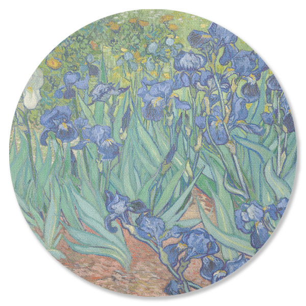 Custom Irises (Van Gogh) Round Rubber Backed Coaster