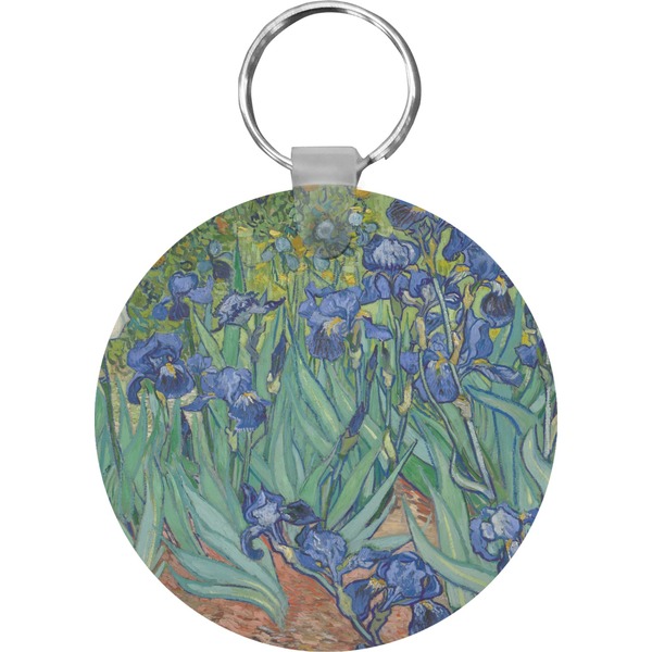 Custom Irises (Van Gogh) Round Plastic Keychain