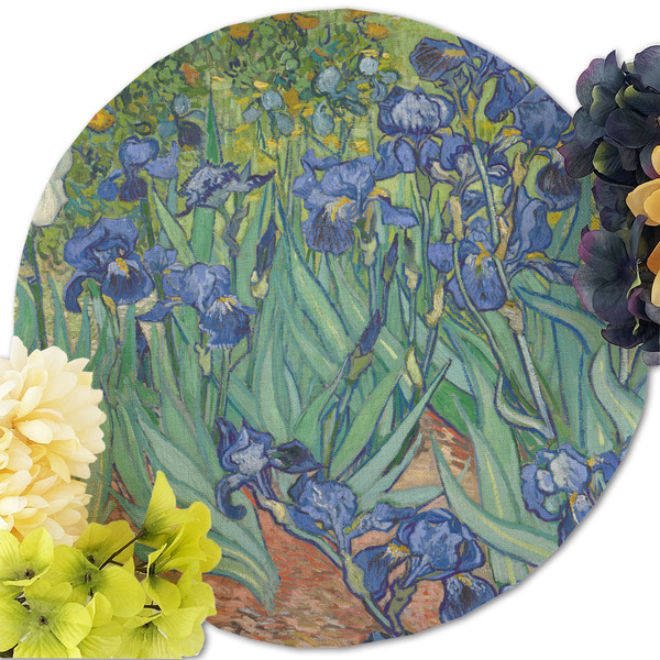 Irises (Van Gogh) Round Linen Placemats - Front (w flowers)