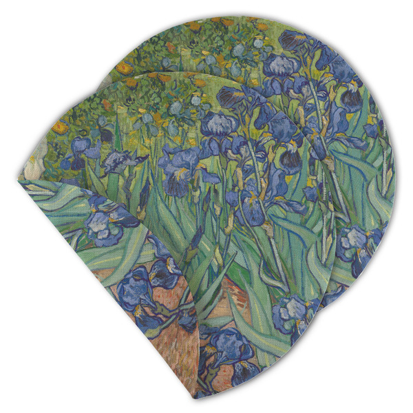 Custom Irises (Van Gogh) Round Linen Placemat - Double Sided - Set of 4