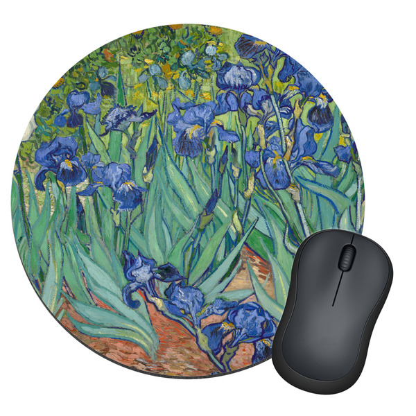 Custom Irises (Van Gogh) Round Mouse Pad