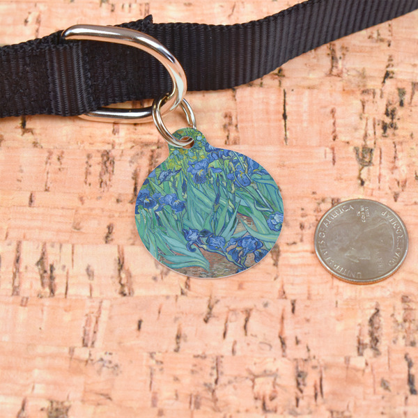 Irises (Van Gogh) Round Pet ID Tag - Large - In Context