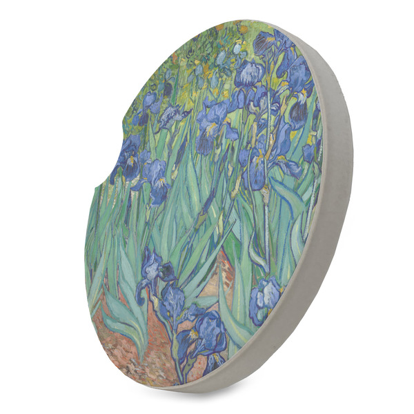 Irises (Van Gogh) Sandstone Car Coaster - STANDING ANGLE