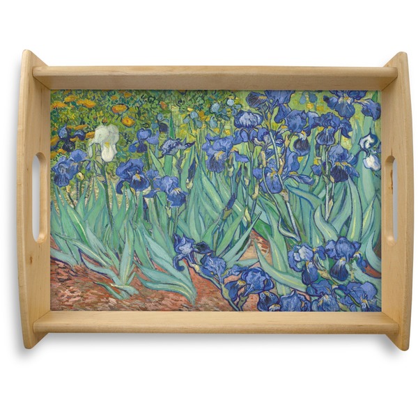 Custom Irises (Van Gogh) Natural Wooden Tray - Large